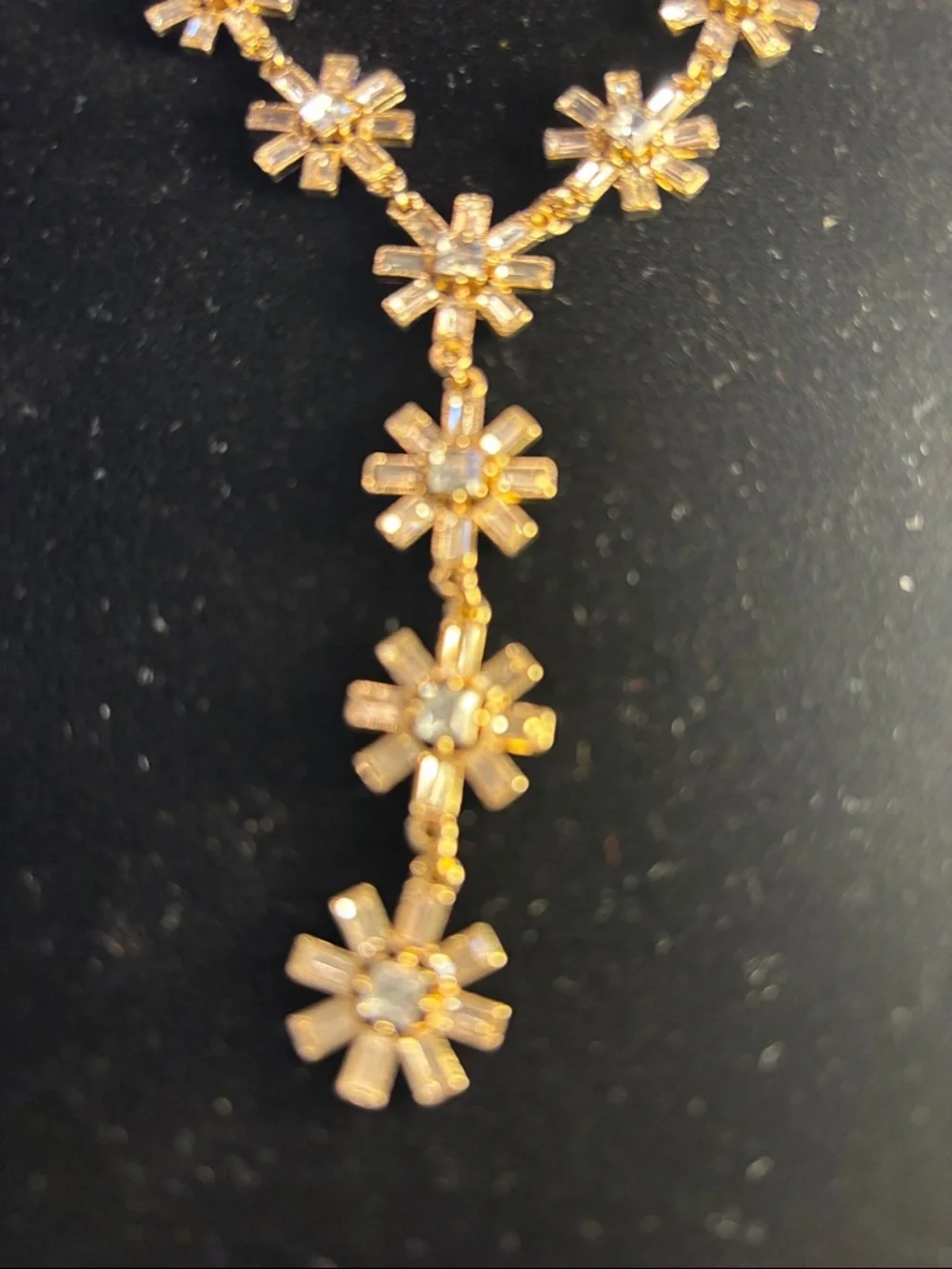 Christian Siriano Gold Floral Crystal Drop Necklace - Picture 4 of 4
